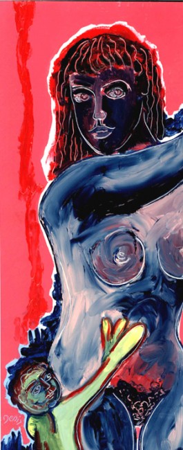 Maternit� sur fond rouge