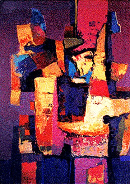 Personaje en fondo violeta