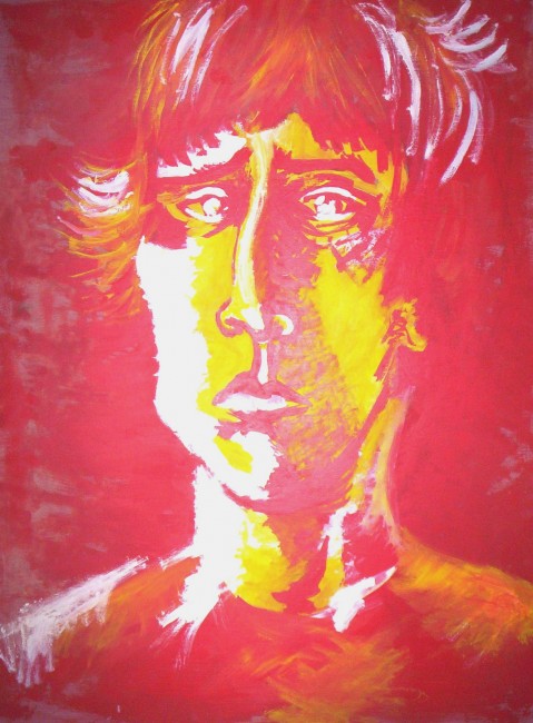 hombre con tristeza de rojo