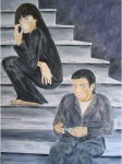 Obras de arte: Europa : Espa�a : Andaluc�a_C�rdoba : C�rdoba_ciudad : el fumador de frijoles, y la chica de los pintau�as, en la escalinata del sanatorio
