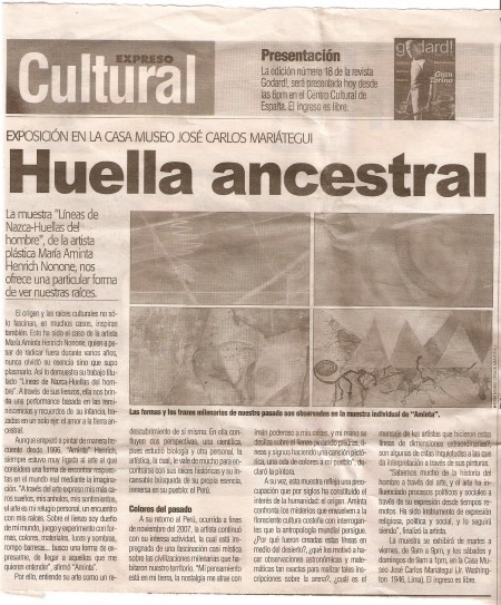 Motas de Prensa exposicion Lineas de Nazca Huellas del Hombre INC Casa Museo Mariategui