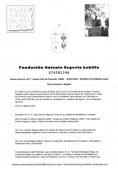 NOTIFICACION FUNDACION Y MUSEO DE ARTE CONTEMPORANEO ANTONIO SEGOVIA LOBILLO
