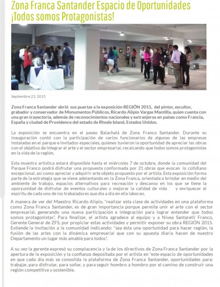 Exposición Región. Zona Franca Santander - Colombia