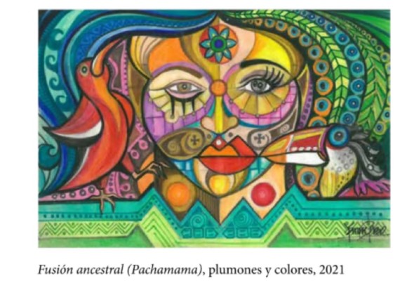 Obra: Fusión Ancestral (Pachamama) de Yarime Lobo, Curaduria inspirada en la mirada de Pablo León de la Barra