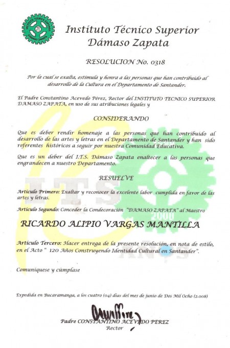 ORDEN Instituto Técnico Superior Dámaso Zapata