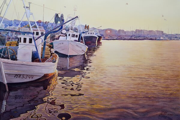 "Amanecer en el pueeto de Caleta"